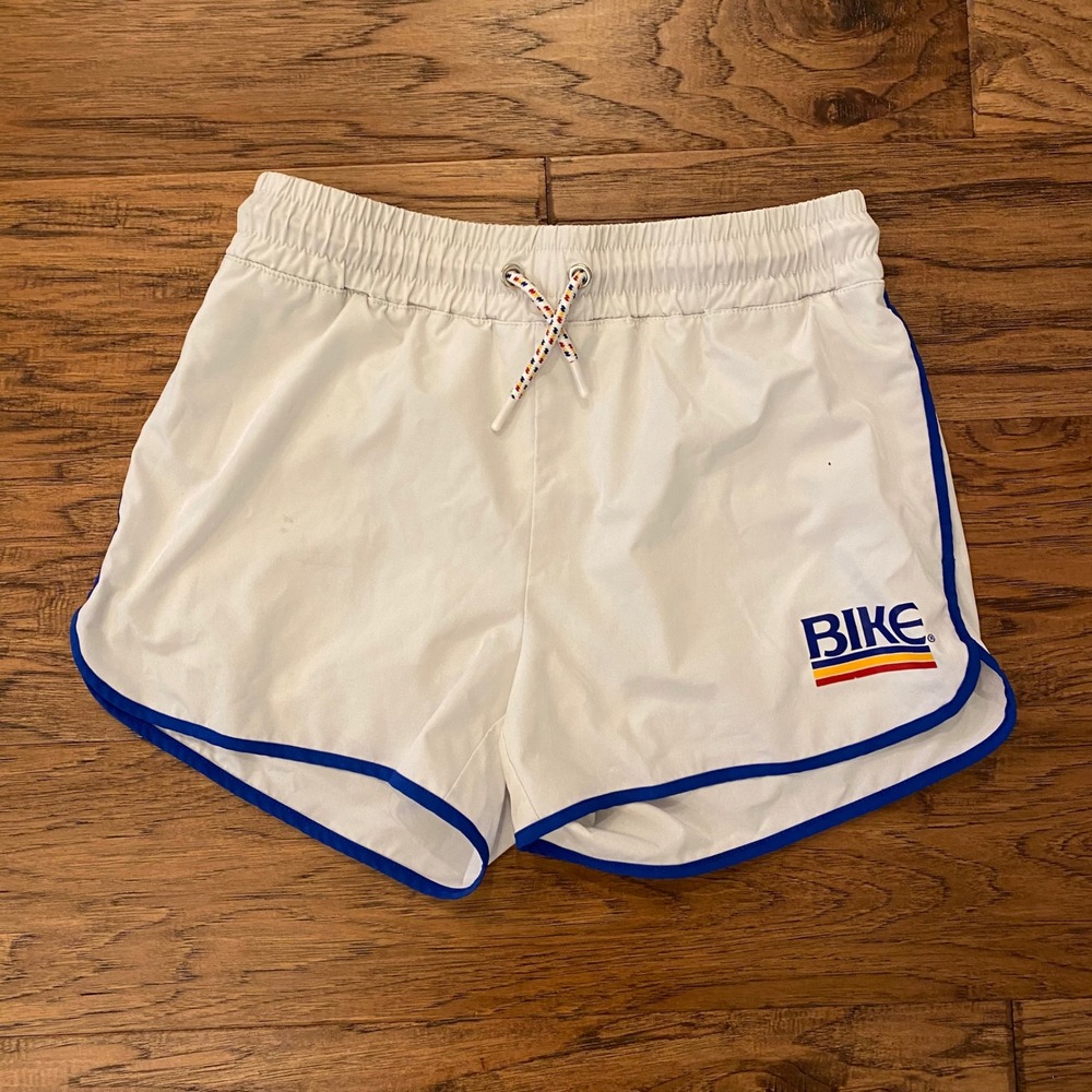 BIKE Athletic Dolphin Shorts Mens Medium White Blue Retro Logo BAM200